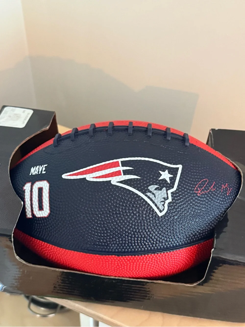 New England Patriots Navy and Red Mini Football - Team Emblem